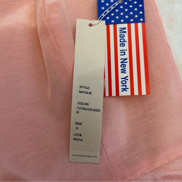 NWT Kathlin Argiro Atelier Pink Strapless Taffeta Gown with Pistachio Sash - Picture 9 of 16